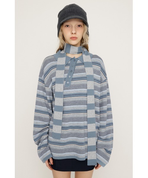 SLY（スライ）の「HG KNIT ASYMMETRY TOPS ハイゲージニット アシンメトリー トップス 春服（ニット/セーター・レディース・杢グレー/ライトイエロー/ブルー系その他・FREE）」の19枚目の写真