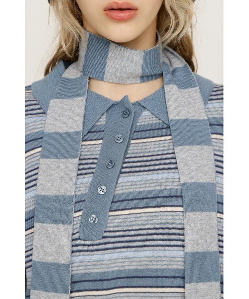 SLY（スライ）の「HG KNIT ASYMMETRY TOPS ハイゲージニット アシンメトリー トップス 春服（ニット/セーター・レディース・杢グレー/ライトイエロー/ブルー系その他・FREE）」の22枚目の写真