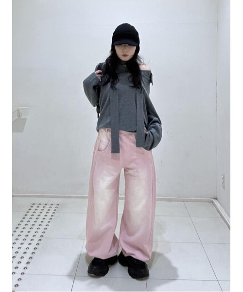 SLY（スライ）の「HG KNIT ASYMMETRY TOPS ハイゲージニット アシンメトリー トップス 春服（ニット/セーター・レディース・杢グレー/ライトイエロー/ブルー系その他・FREE）」の6枚目の写真