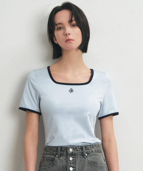 CITYBREEZE(シティブリーズ)の「スクエアネックライン配色半袖Tシャツ_BLUE(Tシャツ/カットソー・レディース・その他・FREE)」の2枚目の写真