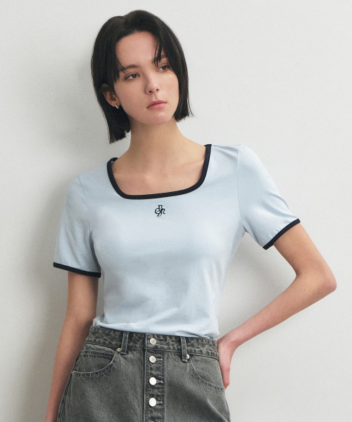 CITYBREEZE(シティブリーズ)の「スクエアネックライン配色半袖Tシャツ_BLUE(Tシャツ/カットソー・レディース・その他・FREE)」の4枚目の写真