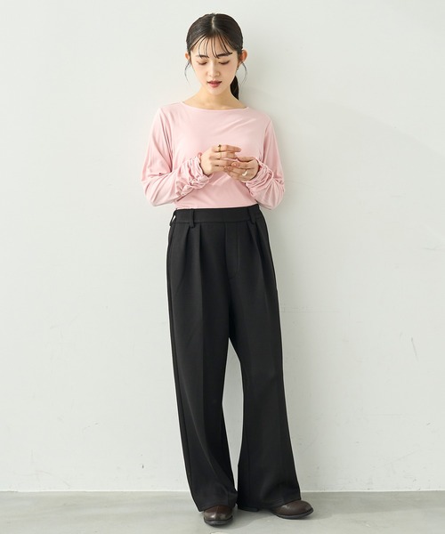 mil（ミル）の「ダンボールスウェット ルーズワイドパンツ【586106】（スウェットパンツ・レディース・ブラック/グレー/ベージュ・FREE/S-Short/S-Regular/M-Short/M-Regular）」の4枚目の写真