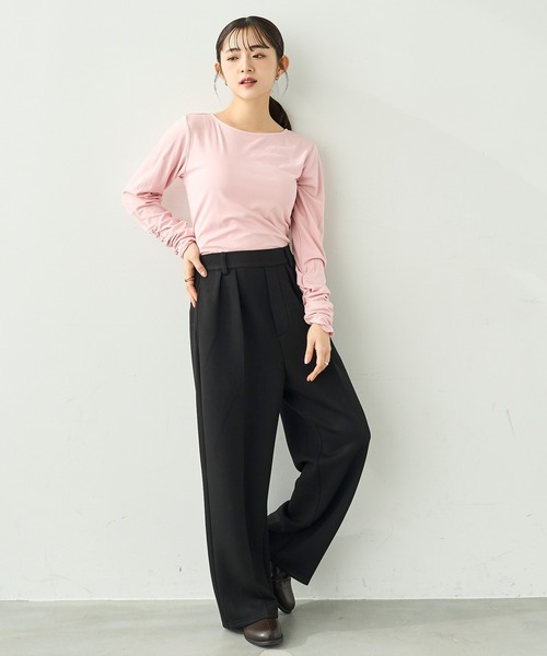 mil（ミル）の「ダンボールスウェット ルーズワイドパンツ【586106】（スウェットパンツ・レディース・ブラック/グレー/ベージュ・FREE/S-Short/S-Regular/M-Short/M-Regular）」の5枚目の写真