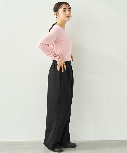 mil（ミル）の「ダンボールスウェット ルーズワイドパンツ【586106】（スウェットパンツ・レディース・ブラック/グレー/ベージュ・FREE/S-Short/S-Regular/M-Short/M-Regular）」の6枚目の写真