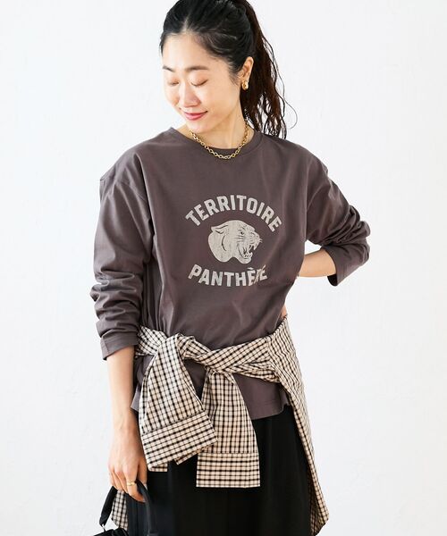 le.coeur blanc（ルクールブラン）の「ヴィンテージライクロゴロングTシャツ（Tシャツ/カットソー・レディース・ダークグレー/オフホワイト・38）」の13枚目の写真