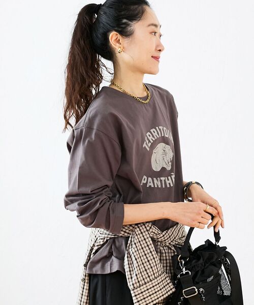 le.coeur blanc（ルクールブラン）の「ヴィンテージライクロゴロングTシャツ（Tシャツ/カットソー・レディース・ダークグレー/オフホワイト・38）」の12枚目の写真