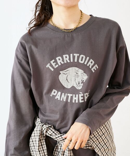 le.coeur blanc（ルクールブラン）の「ヴィンテージライクロゴロングTシャツ（Tシャツ/カットソー・レディース・ダークグレー/オフホワイト・38）」の11枚目の写真