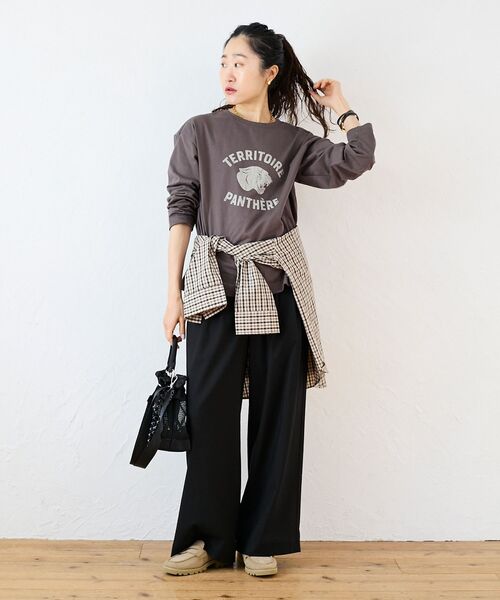 le.coeur blanc（ルクールブラン）の「ヴィンテージライクロゴロングTシャツ（Tシャツ/カットソー・レディース・ダークグレー/オフホワイト・38）」の9枚目の写真