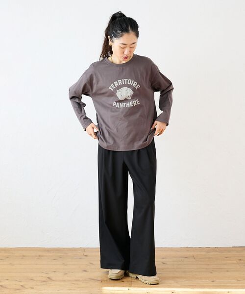 le.coeur blanc（ルクールブラン）の「ヴィンテージライクロゴロングTシャツ（Tシャツ/カットソー・レディース・ダークグレー/オフホワイト・38）」の5枚目の写真