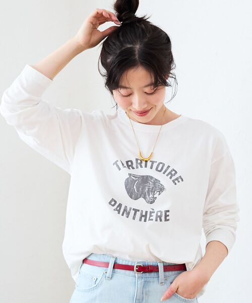 le.coeur blanc（ルクールブラン）の「ヴィンテージライクロゴロングTシャツ（Tシャツ/カットソー・レディース・ダークグレー/オフホワイト・38）」の18枚目の写真