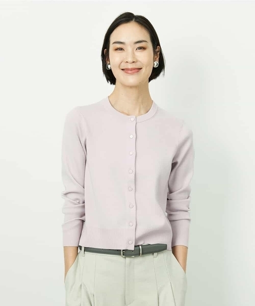 MICHEL KLEIN（ミッシェル・クラン）の「[アンサンブル対応]コンパクトクルーネックカーディガン（その他アウター・レディース・ネイビー/ライラック・38）」の20枚目の写真