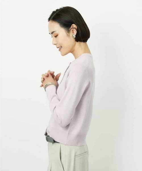 MICHEL KLEIN（ミッシェル・クラン）の「[アンサンブル対応]コンパクトクルーネックカーディガン（その他アウター・レディース・ネイビー/ライラック・38）」の18枚目の写真