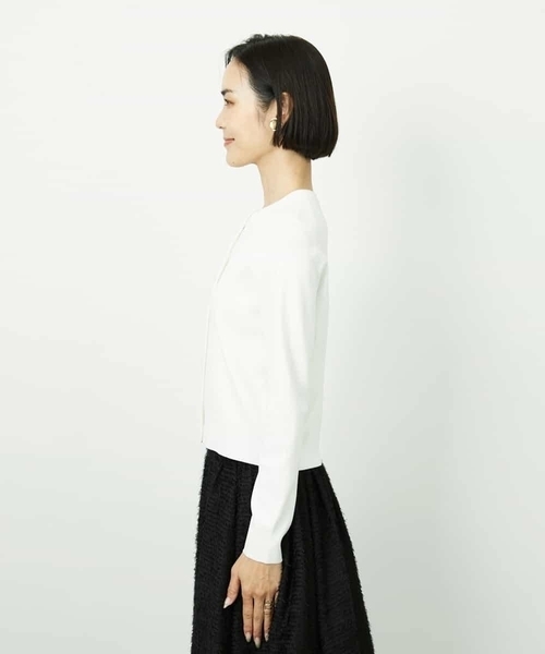 MICHEL KLEIN（ミッシェル・クラン）の「[アンサンブル対応]コンパクトクルーネックカーディガン（その他アウター・レディース・ネイビー/ライラック・38）」の11枚目の写真