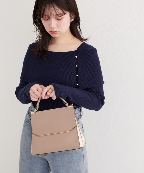 natural couture(ナチュラルクチュール)の「オフショルデザインニット(ニット/セーター・レディース・ラベンダー/ネイビー/ピンク/アイボリー/サックスブルー/ブラック・FREE)」の15枚目の写真
