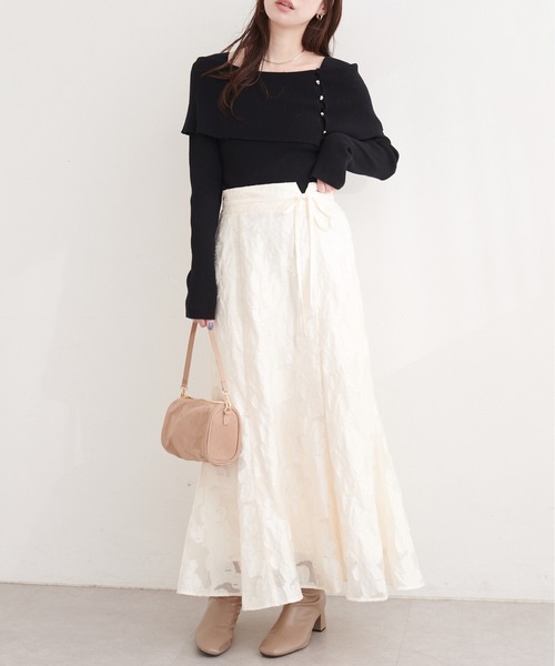 natural couture(ナチュラルクチュール)の「オフショルデザインニット(ニット/セーター・レディース・ラベンダー/ネイビー/ピンク/アイボリー/サックスブルー/ブラック・FREE)」の13枚目の写真