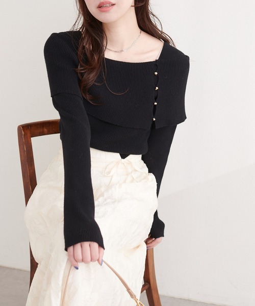 natural couture(ナチュラルクチュール)の「オフショルデザインニット(ニット/セーター・レディース・ラベンダー/ネイビー/ピンク/アイボリー/サックスブルー/ブラック・FREE)」の11枚目の写真