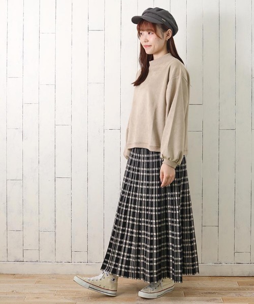 Bleu Bleuet(ブルーブルーエ)の「チェックプリーツニットスカート(スカート・レディース・ブラウン/グレー/ブラック・M)」の5枚目の写真
