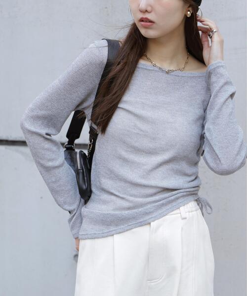 FREE'S MART(フリーズマート)の「◆メランジドロストシャーリングカットソー(Tシャツ/カットソー・レディース・ホワイト/ブラウン/ブラック/グレー・FREE)」の14枚目の写真
