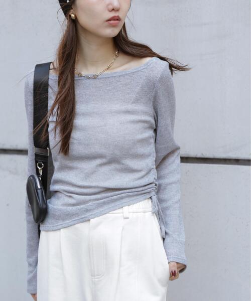 FREE'S MART(フリーズマート)の「◆メランジドロストシャーリングカットソー(Tシャツ/カットソー・レディース・ホワイト/ブラウン/ブラック/グレー・FREE)」の15枚目の写真