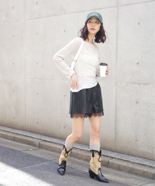 FREE'S MART（フリーズマート）の「◆メランジドロストシャーリングカットソー（Tシャツ/カットソー・レディース・ホワイト/ブラウン/ブラック/グレー・FREE）」の15枚目の写真