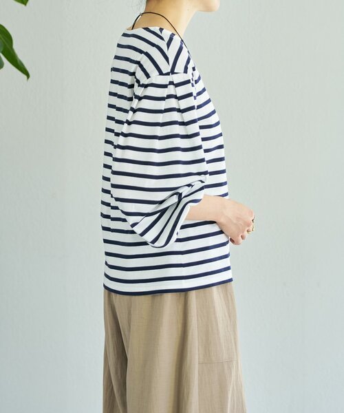 BEARDSLEY（ビアズリー）の「パフスリーブボーダープルオーバー（Tシャツ/カットソー・レディース・ホワイト・FREE）」の5枚目の写真