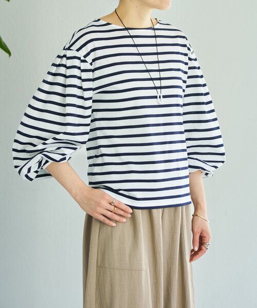 BEARDSLEY（ビアズリー）の「パフスリーブボーダープルオーバー（Tシャツ/カットソー・レディース・ホワイト・FREE）」の6枚目の写真