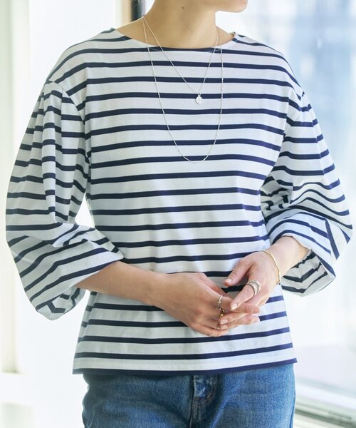 BEARDSLEY（ビアズリー）の「パフスリーブボーダープルオーバー（Tシャツ/カットソー・レディース・ホワイト・FREE）」の20枚目の写真