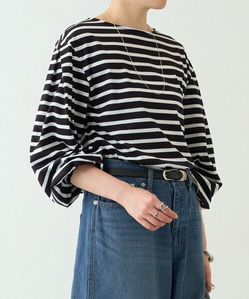 BEARDSLEY(ビアズリー)の「パフスリーブボーダープルオーバー(Tシャツ/カットソー・レディース・ホワイト/ブラック・FREE)」の8枚目の写真