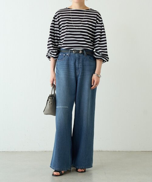 BEARDSLEY(ビアズリー)の「パフスリーブボーダープルオーバー(Tシャツ/カットソー・レディース・ホワイト/ブラック・FREE)」の10枚目の写真