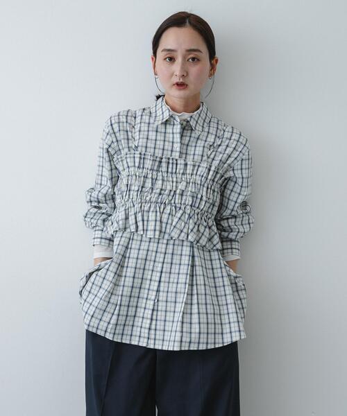 SENSE OF PLACE by URBAN RESEARCH（センスオブプレイスバイアーバンリサーチ）の「シャーリングビスチェセットシャツ（シャツ/ブラウス・レディース・ブラック/ミント/ホワイト系その他・ONE）」の4枚目の写真