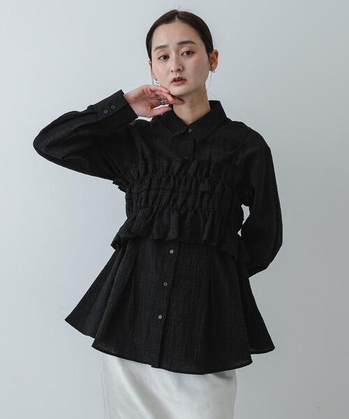 SENSE OF PLACE by URBAN RESEARCH（センスオブプレイスバイアーバンリサーチ）の「シャーリングビスチェセットシャツ（シャツ/ブラウス・レディース・ブラック/ミント/ホワイト系その他・ONE）」の17枚目の写真