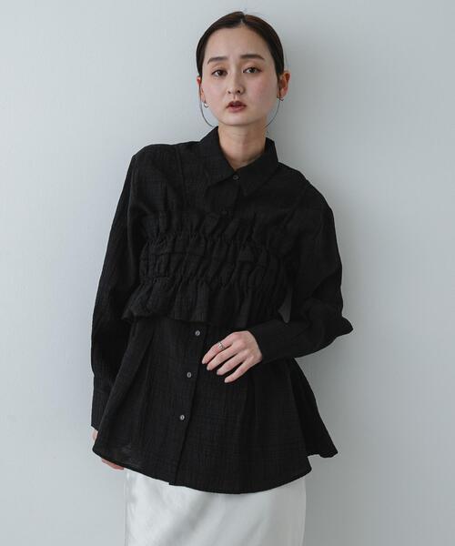 SENSE OF PLACE by URBAN RESEARCH（センスオブプレイスバイアーバンリサーチ）の「シャーリングビスチェセットシャツ（シャツ/ブラウス・レディース・ブラック/ミント/ホワイト系その他・ONE）」の18枚目の写真