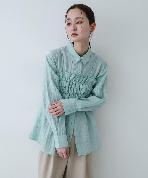 SENSE OF PLACE by URBAN RESEARCH（センスオブプレイスバイアーバンリサーチ）の「シャーリングビスチェセットシャツ（シャツ/ブラウス・レディース・ブラック/ミント/ホワイト系その他・ONE）」の8枚目の写真