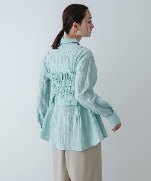 SENSE OF PLACE by URBAN RESEARCH（センスオブプレイスバイアーバンリサーチ）の「シャーリングビスチェセットシャツ（シャツ/ブラウス・レディース・ブラック/ミント/ホワイト系その他・ONE）」の9枚目の写真