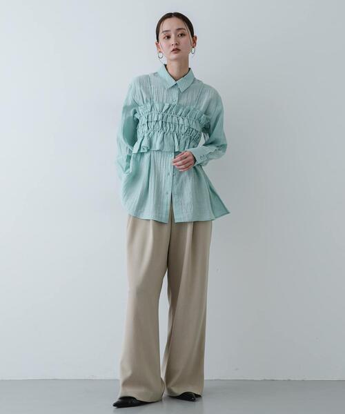 SENSE OF PLACE by URBAN RESEARCH（センスオブプレイスバイアーバンリサーチ）の「シャーリングビスチェセットシャツ（シャツ/ブラウス・レディース・ブラック/ミント/ホワイト系その他・ONE）」の10枚目の写真