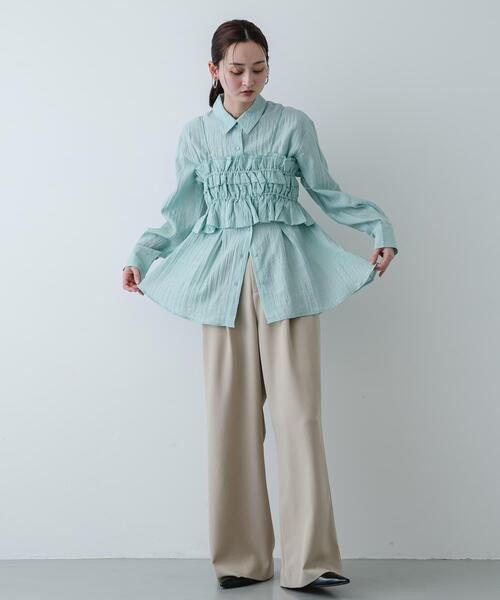 SENSE OF PLACE by URBAN RESEARCH（センスオブプレイスバイアーバンリサーチ）の「シャーリングビスチェセットシャツ（シャツ/ブラウス・レディース・ブラック/ミント/ホワイト系その他・ONE）」の11枚目の写真