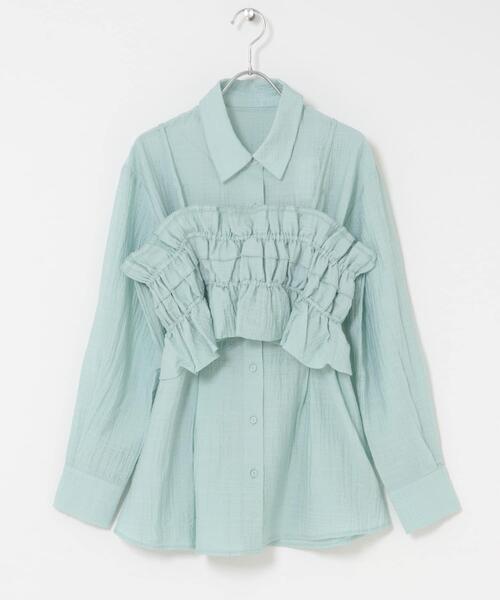 SENSE OF PLACE by URBAN RESEARCH（センスオブプレイスバイアーバンリサーチ）の「シャーリングビスチェセットシャツ（シャツ/ブラウス・レディース・ブラック/ミント/ホワイト系その他・ONE）」の14枚目の写真