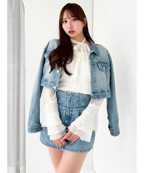 dazzlin(ダズリン)の「パールデニムショートジャケット(デニムジャケット・レディース・ブルー/インディゴブルー・FREE)」の1枚目の写真