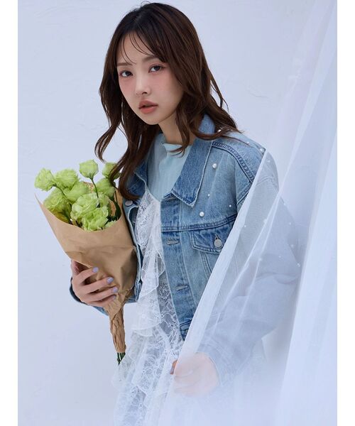 dazzlin(ダズリン)の「パールデニムショートジャケット(デニムジャケット・レディース・ブルー/インディゴブルー・FREE)」の5枚目の写真