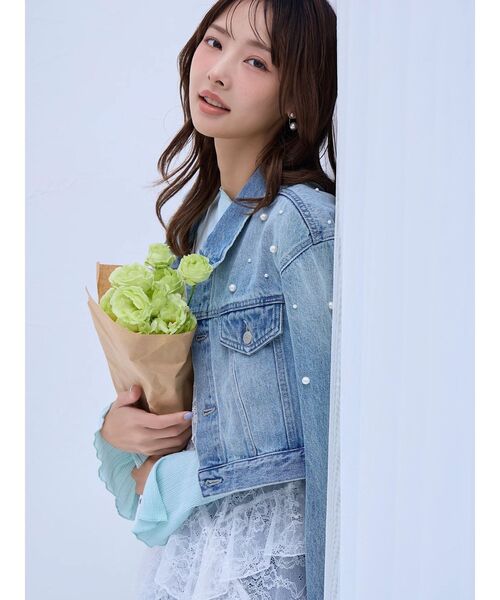 dazzlin(ダズリン)の「パールデニムショートジャケット(デニムジャケット・レディース・ブルー/インディゴブルー・FREE)」の6枚目の写真