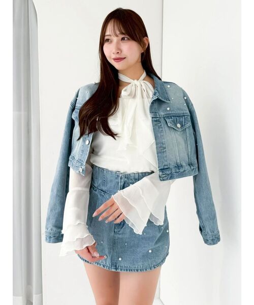 dazzlin(ダズリン)の「パールデニムショートジャケット(デニムジャケット・レディース・ブルー/インディゴブルー・FREE)」の8枚目の写真