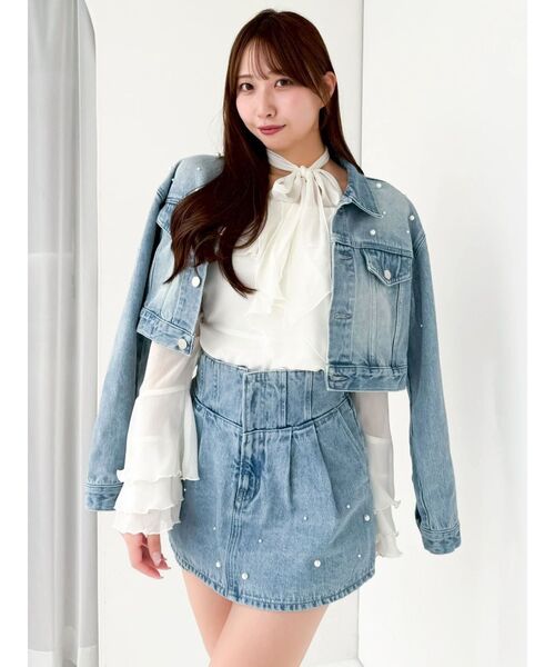 dazzlin(ダズリン)の「パールデニムショートジャケット(デニムジャケット・レディース・ブルー/インディゴブルー・FREE)」の9枚目の写真