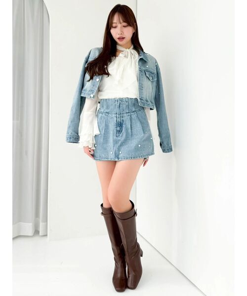 dazzlin(ダズリン)の「パールデニムショートジャケット(デニムジャケット・レディース・ブルー/インディゴブルー・FREE)」の11枚目の写真