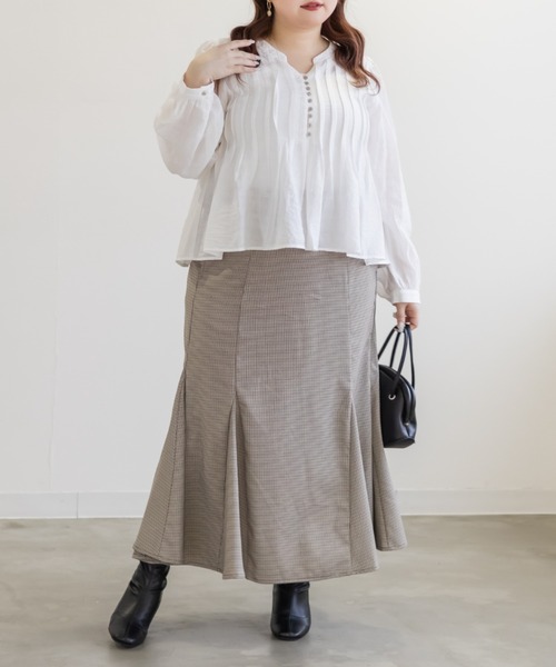 CLETTE(クレット)の「CLETTEオリジナルピンタックフレアブラウス(シャツ/ブラウス・レディース・ブルー/ピンク/ホワイト・4L/3L/LL)」の5枚目の写真