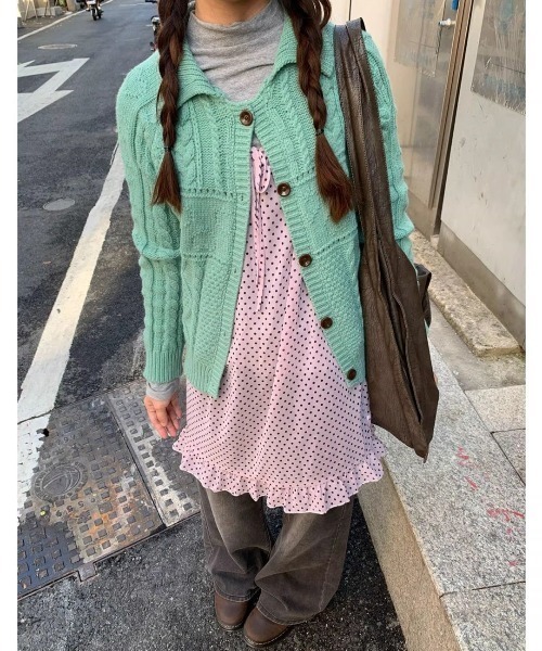 LADY LIKE(レディライク)の「ドット柄胸リボンシアーキャミワンピース(ワンピース・レディース・ピンク・M)」の6枚目の写真