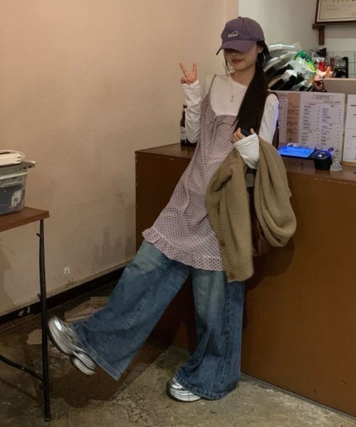 LADY LIKE(レディライク)の「ドット柄胸リボンシアーキャミワンピース(ワンピース・レディース・ピンク・M)」の17枚目の写真