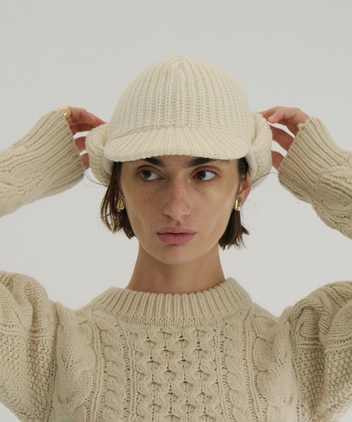 CLANE(クラネ)の「KIJIMA TAKAYUKI ×CLANE WOOL KNIT EAR CAP(キャップ・レディース・アイボリー/ブラック/グレー・F)」の1枚目の写真