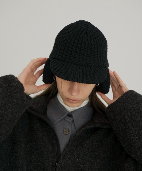 CLANE(クラネ)の「KIJIMA TAKAYUKI ×CLANE WOOL KNIT EAR CAP(キャップ・レディース・アイボリー/ブラック/グレー・F)」の2枚目の写真