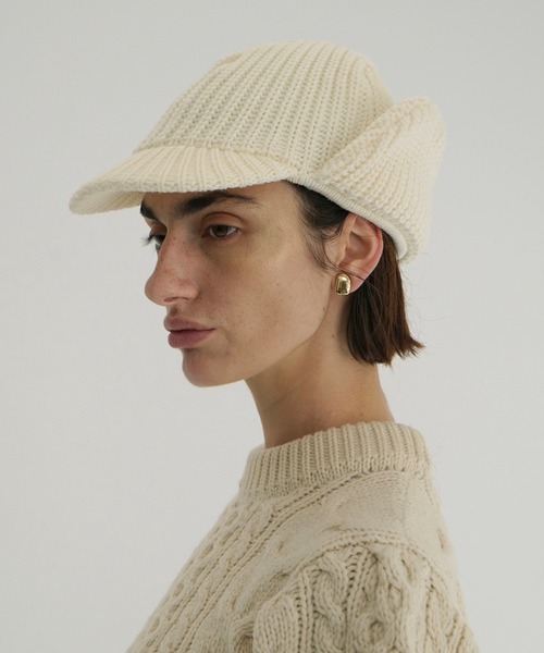 CLANE(クラネ)の「KIJIMA TAKAYUKI ×CLANE WOOL KNIT EAR CAP(キャップ・レディース・アイボリー/ブラック/グレー・F)」の5枚目の写真