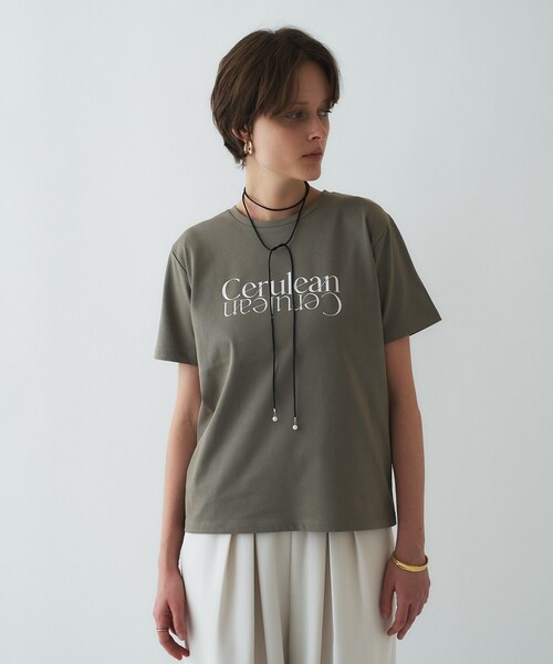 cloenc(クロエンス)の「ロゴプリントTシャツ|リサイクルポリエステル(Tシャツ/カットソー・レディース・サックスブルー系1/グレー系1/グレー系/サックスブルー系/ホワイト系2/ホワイト系1・02)」の5枚目の写真